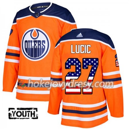 Dětské Hokejový Dres Edmonton Oilers Milan Lucic 27 2017-2018 USA Flag Fashion Oranžová Adidas Authentic